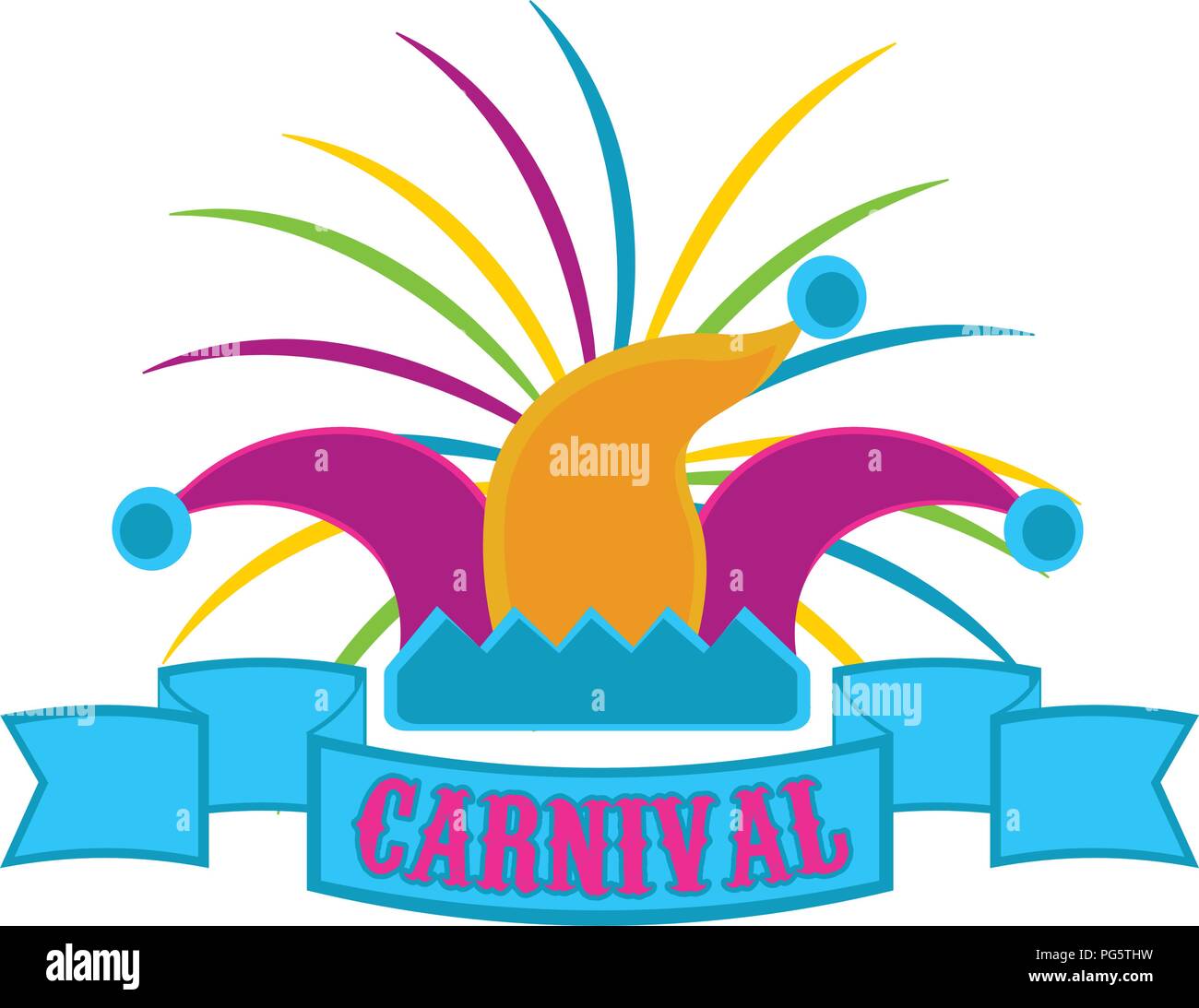 Harlequin hat and party ornaments Stock Vector