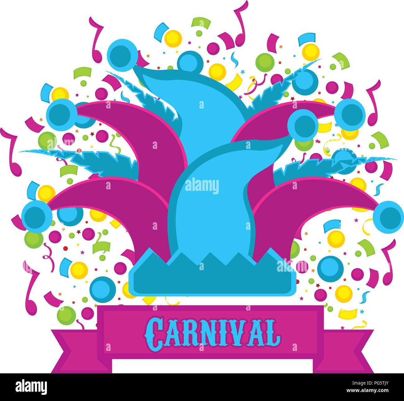 Harlequin hat with party ornaments Stock Vector