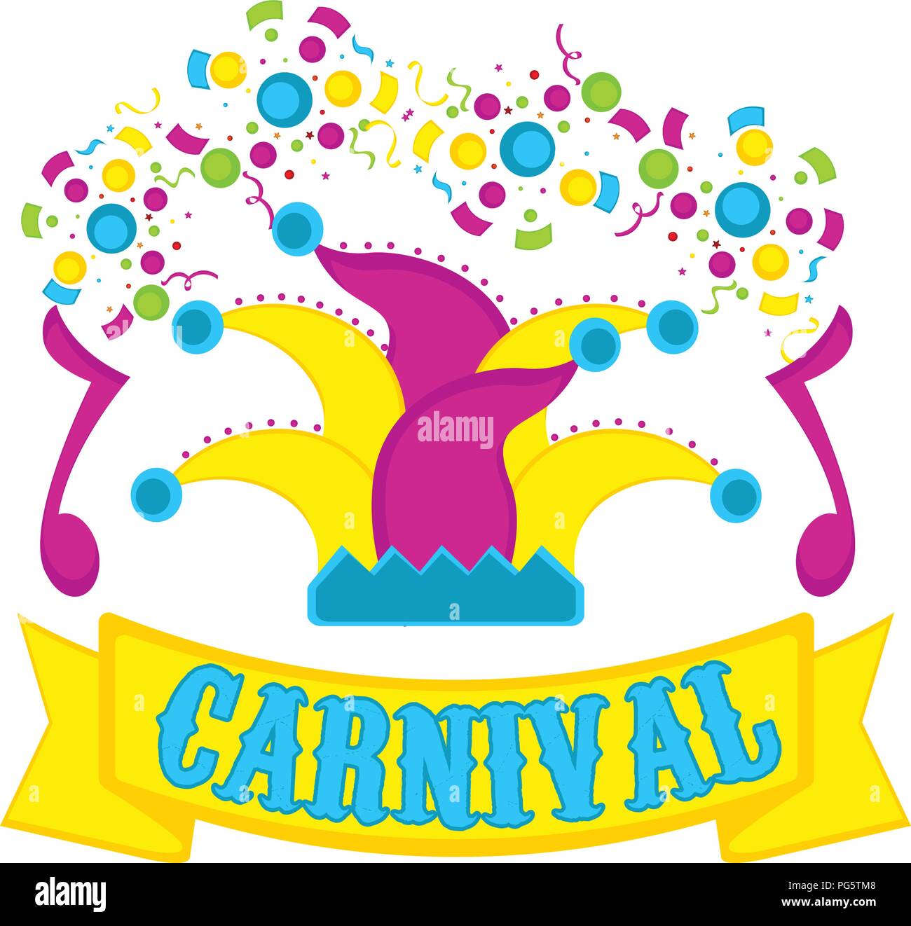 Harlequin hat with party ornaments Stock Vector