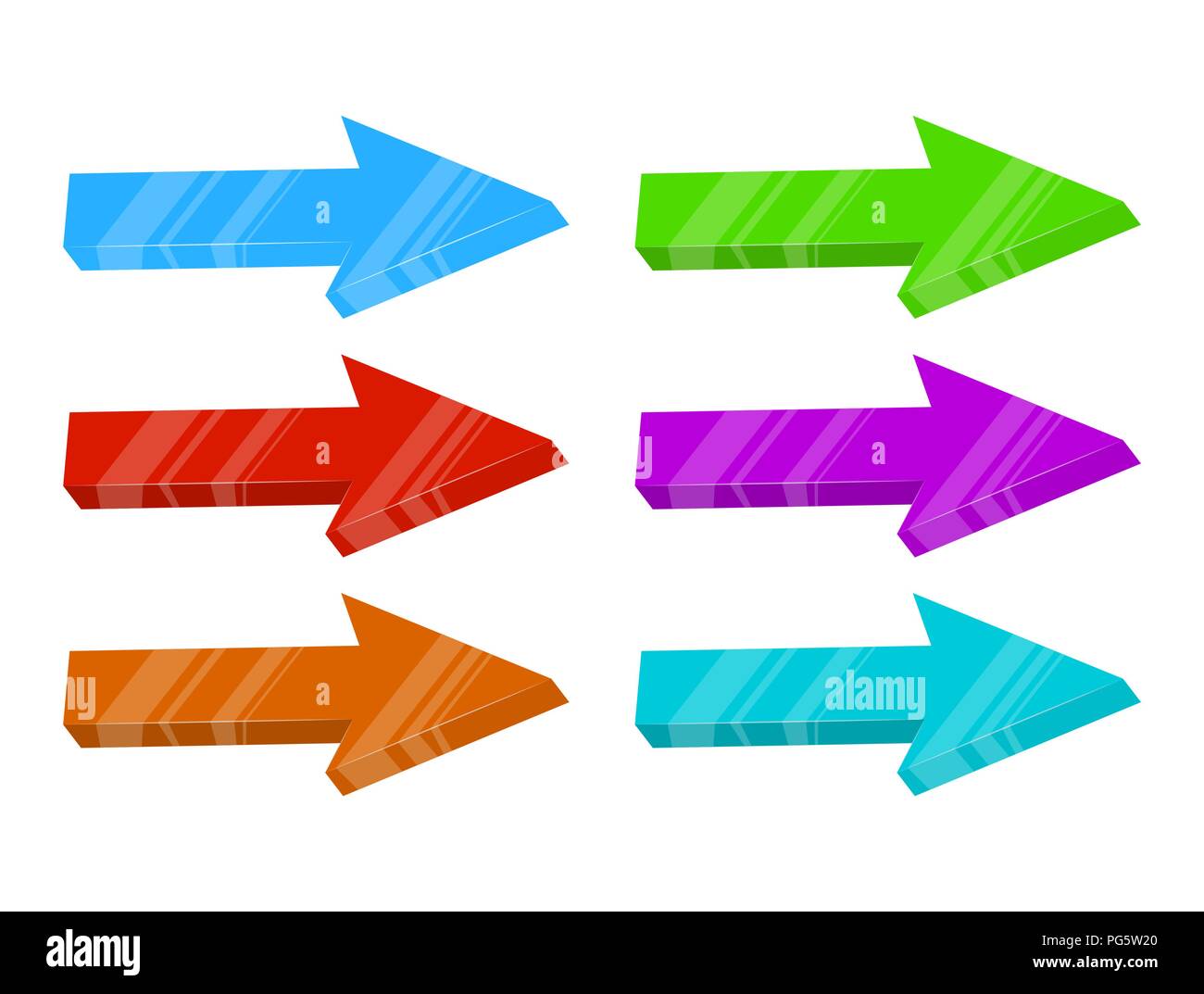 3d glossy arrow set vector design isolated on white background Stock Vector