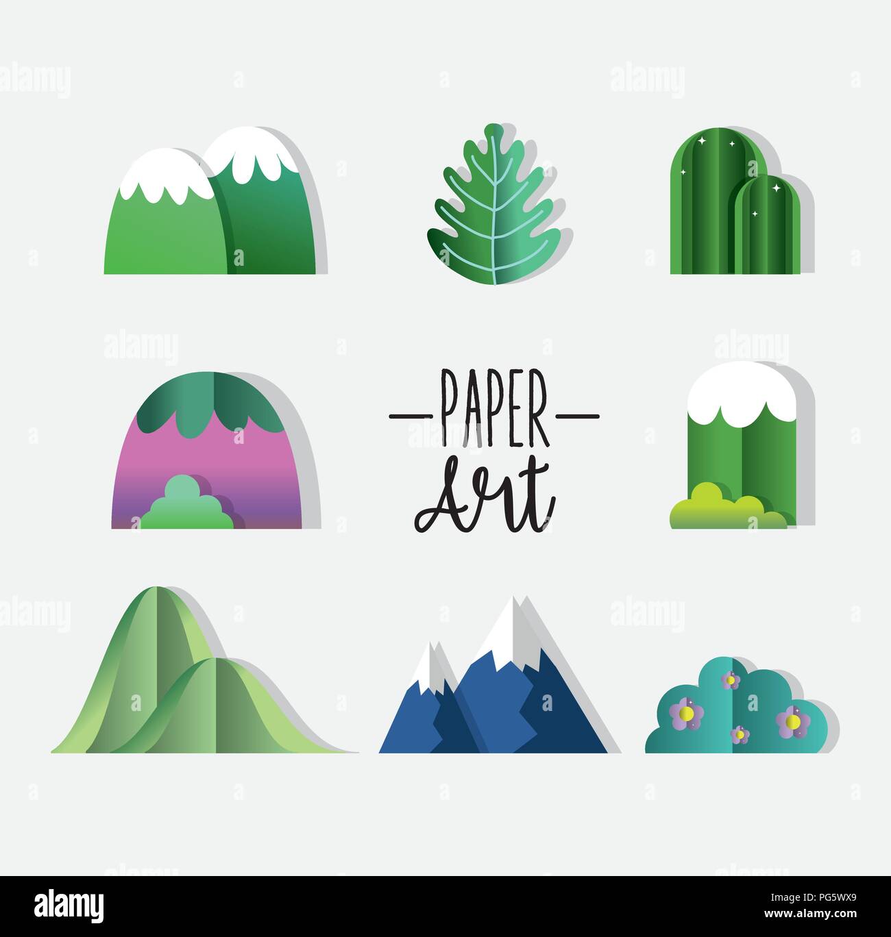 Set of paper art icons Stock Vector Image & Art - Alamy