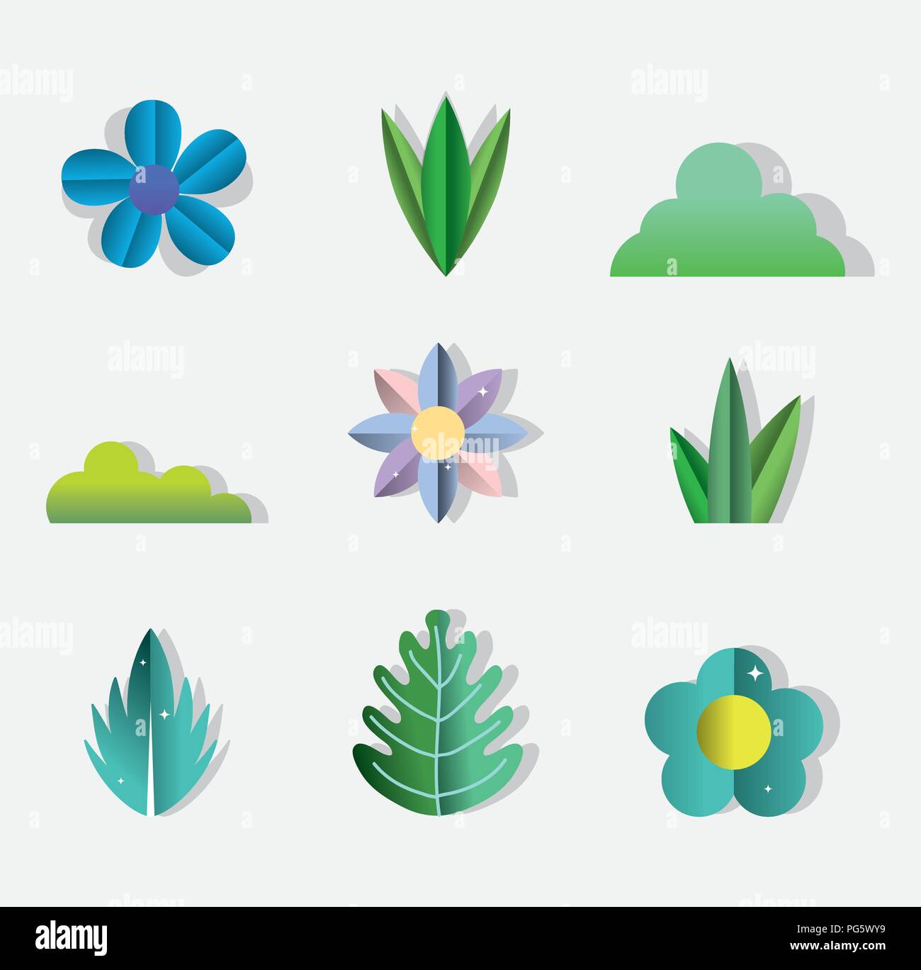Set of paper art icons Stock Vector Image & Art - Alamy