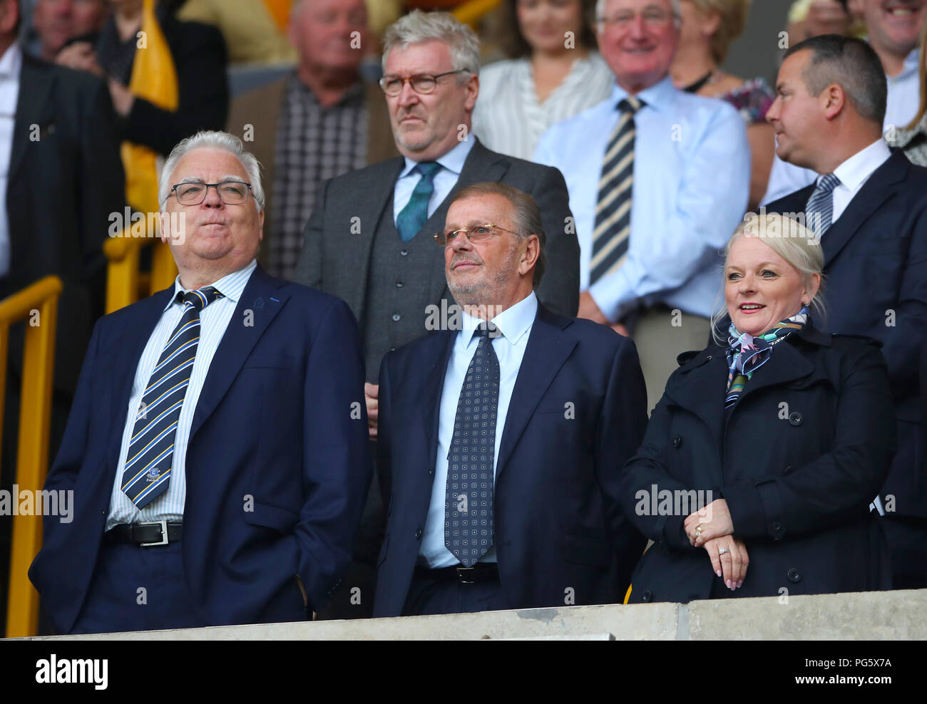 Everton Chairman Bill Kenwright (left) and Everton CEO and Director Denise Barrett-Baxendale (right) in the stands Stock Photo