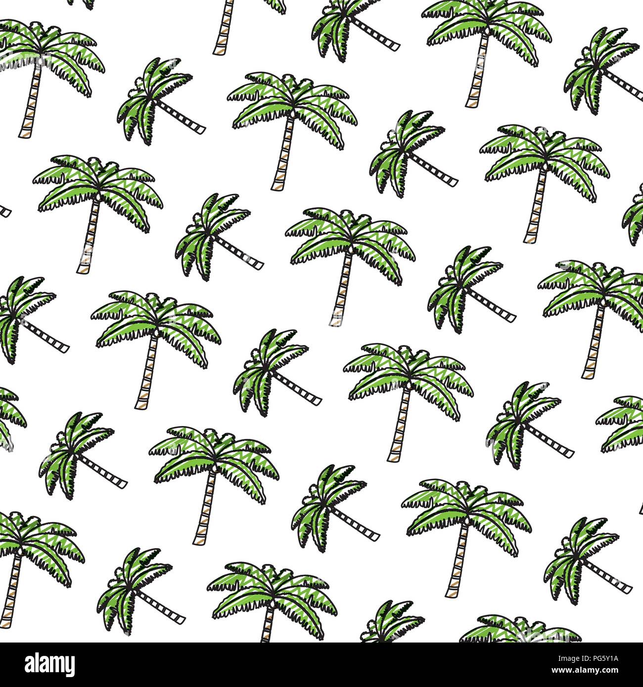 doodle tropical palm nature tree background Stock Vector