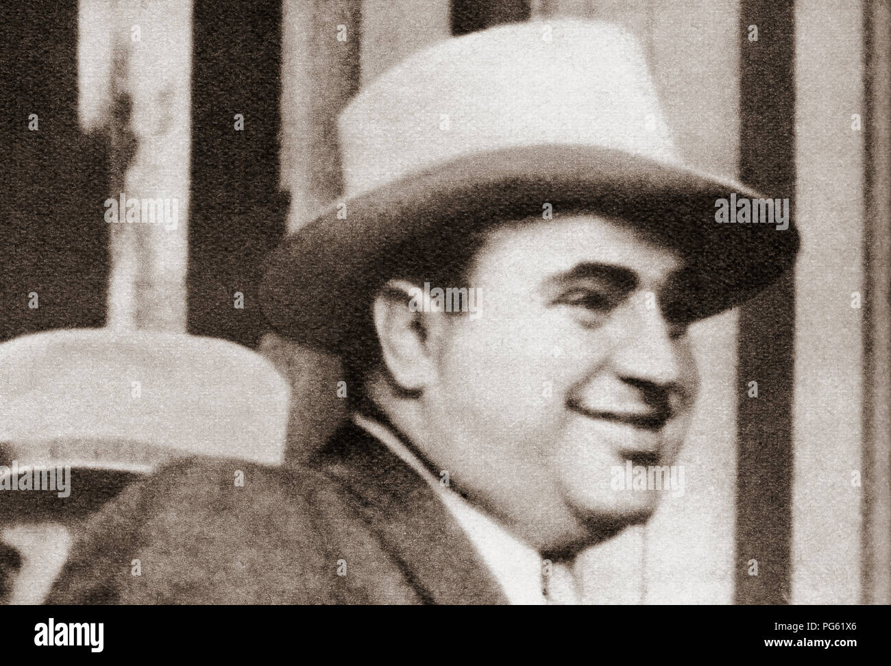 Alphonse Gabriel Capone, 1899 – 1947, sometimes known by the nickname 'Scarface'. American gangster and businessman.  From These Tremendous Years, published 1938. Stock Photo