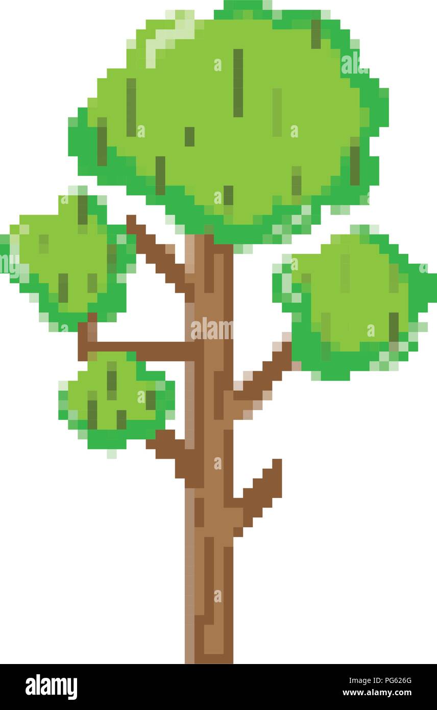 pixelated natural tree branches leaves style Stock Vector Image & Art ...