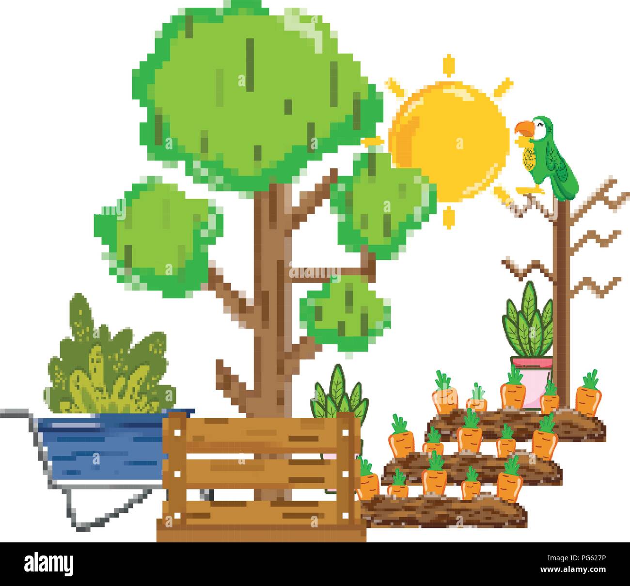 pixelated carrots cultivated and tree farm Stock Vector Image & Art - Alamy
