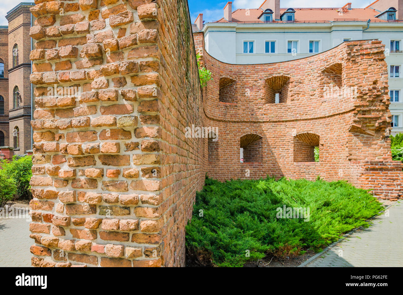 The remanants of the Late Medieval (Middle) Ages city walls of Poznań (Poznan), Poland Stock Photo