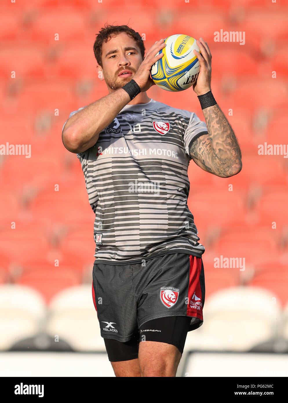 Gloucester's Danny Cipriani warms up before the pre-season friendly match at Kingsholm Stadium, Gloucester. Stock Photo