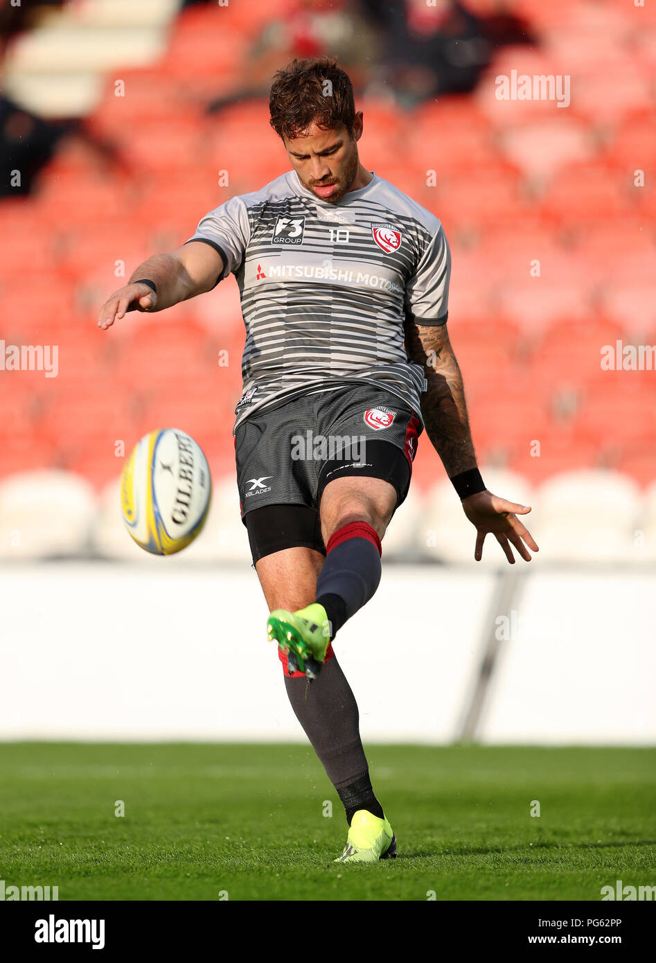 Gloucester's Danny Cipriani warms up before the pre-season friendly match at Kingsholm Stadium, Gloucester. Stock Photo