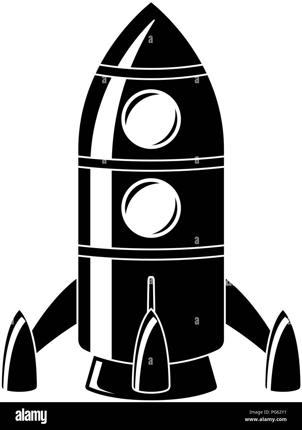Rocket. Black drawing Stock Vector
