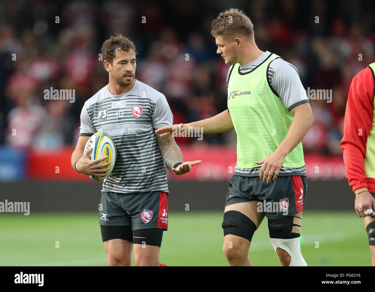 Gloucester's Danny Cipriani (left) warms up before the pre-season friendly match at Kingsholm Stadium, Gloucester. Stock Photo