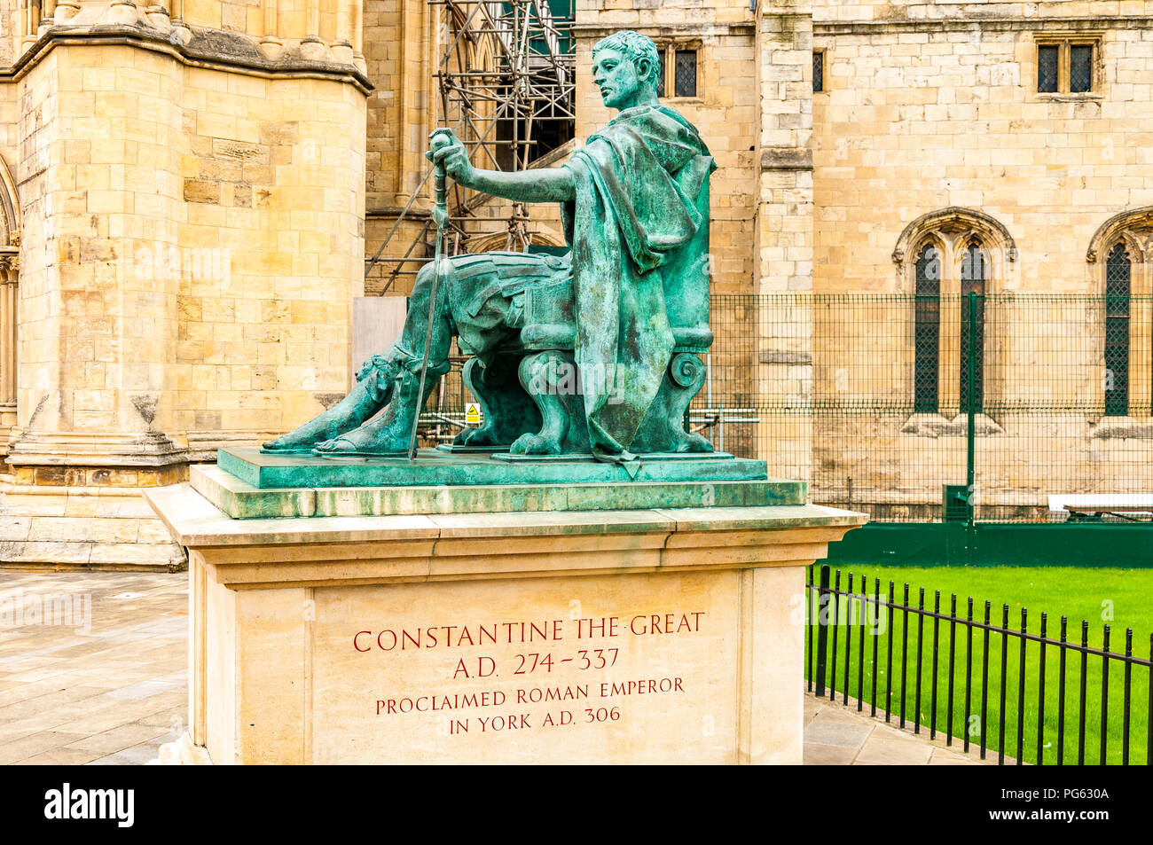 Statue of Emperor Constantine outside York Minster in York, England, UK