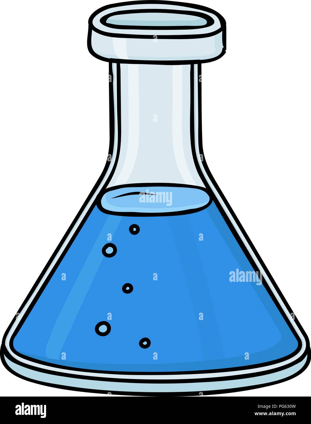 Chemistry flask. Blue doodle style illustration Stock Vector