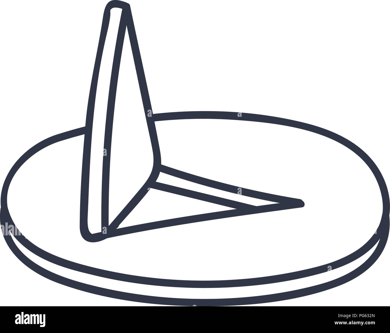 Metal thumbtack. Doodle style black and white illustration Stock Vector