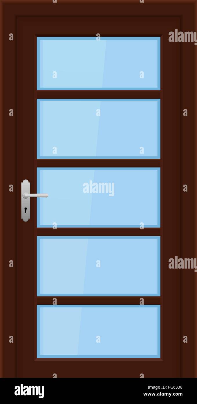 Brown door. Interior design with glass elements Stock Vector
