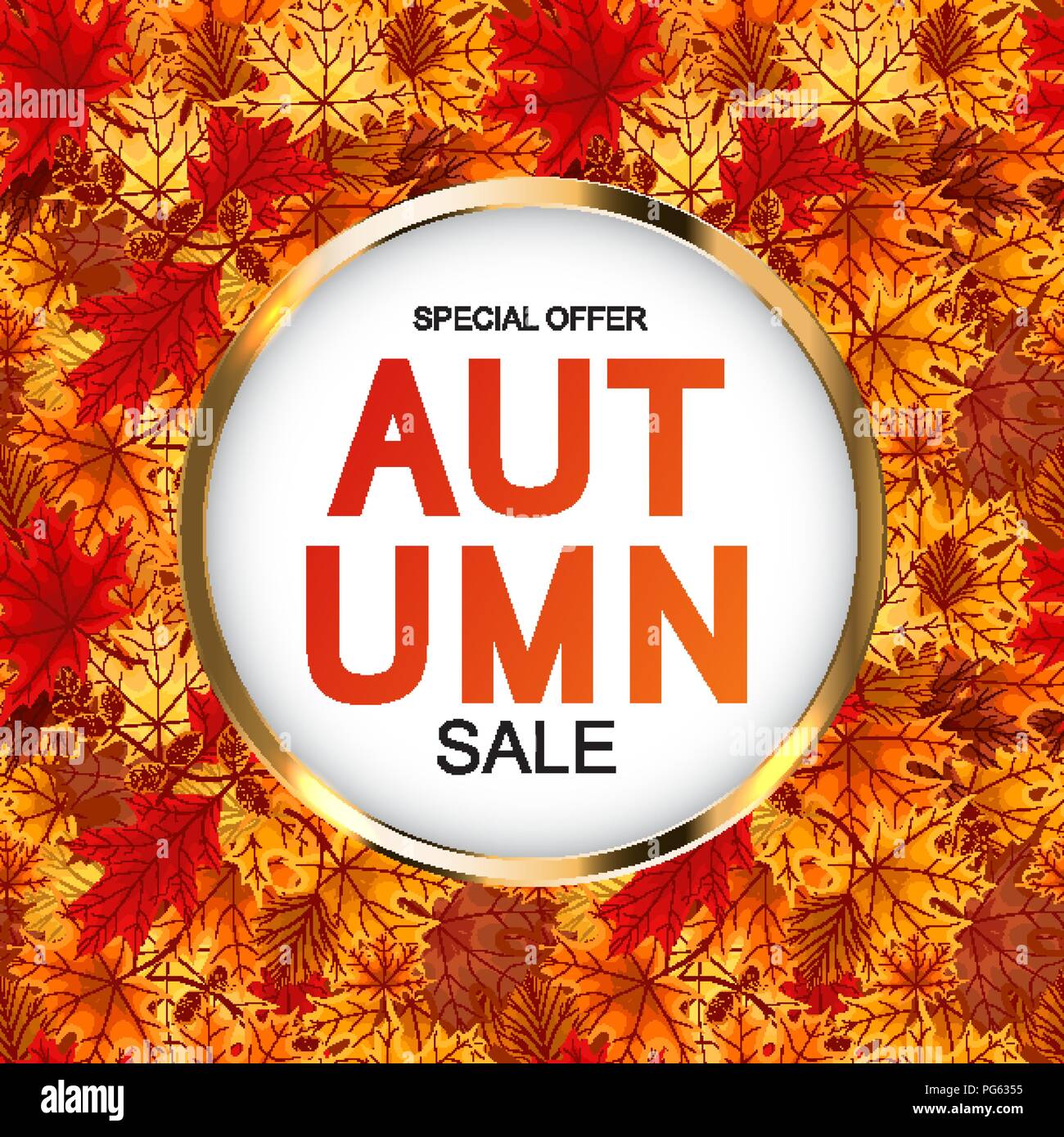 Abstract Vector Illustration Autumn Sale Background with Falling Autumn ...