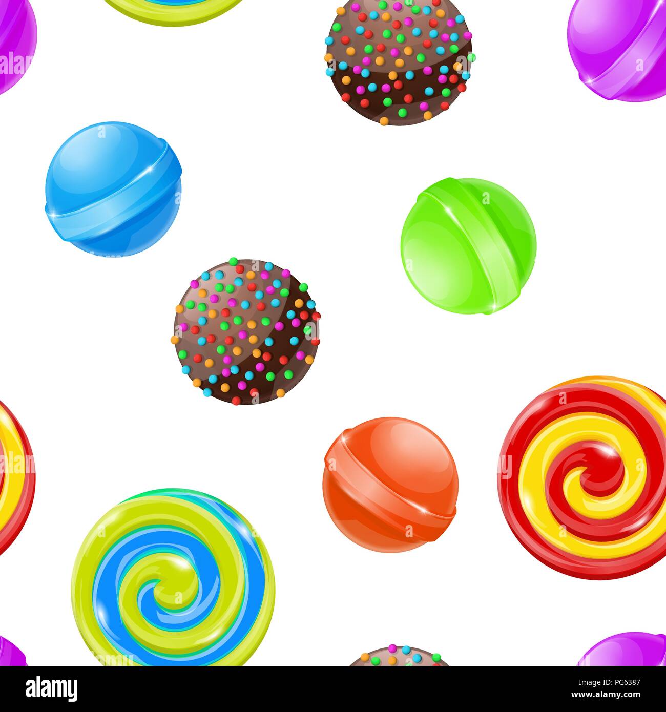 Candies and sweets. Seamless pattern. 3d colored collection Stock Vector