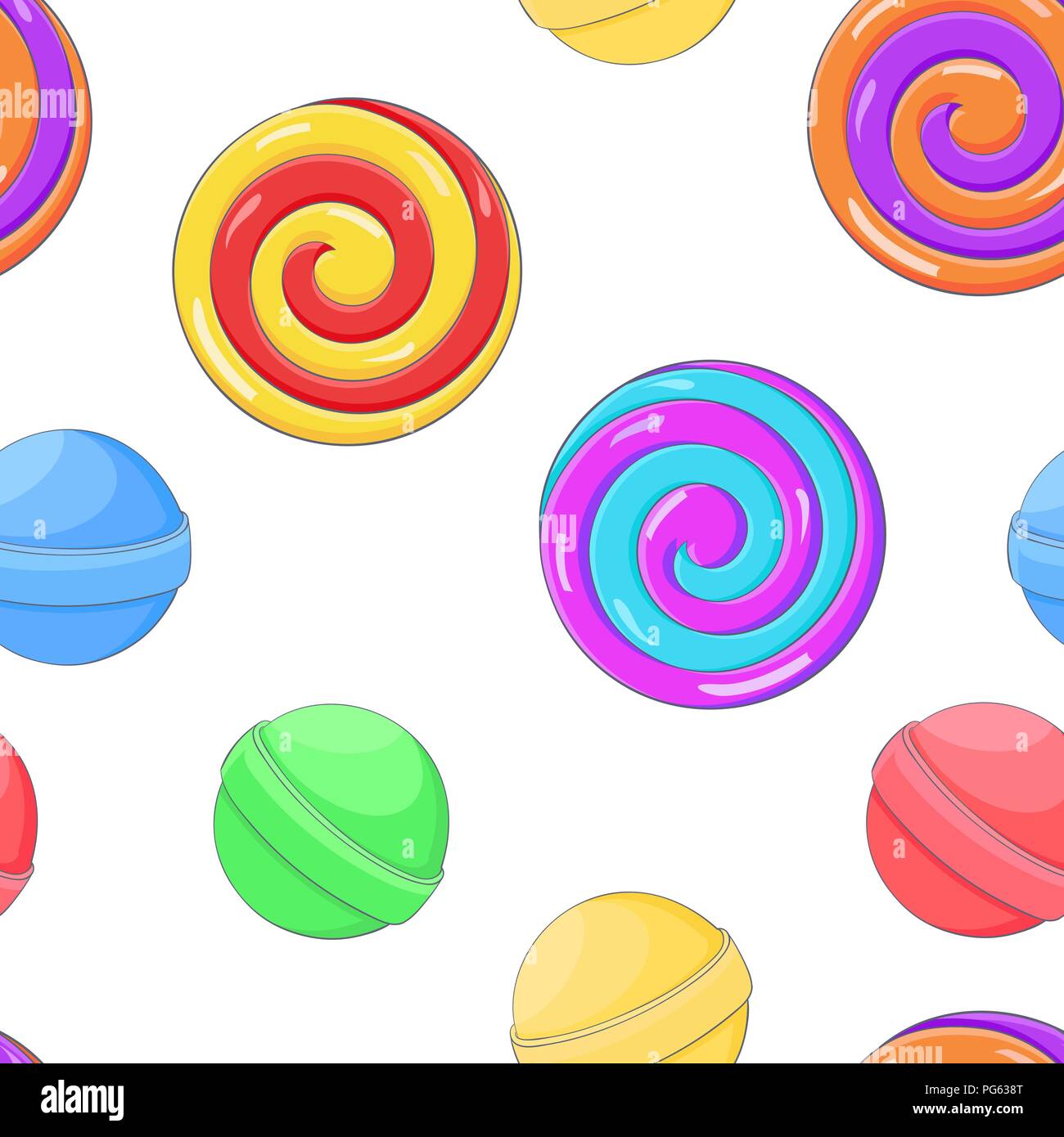 Swirl lollipops as seamless pattern. Colored background Stock Vector