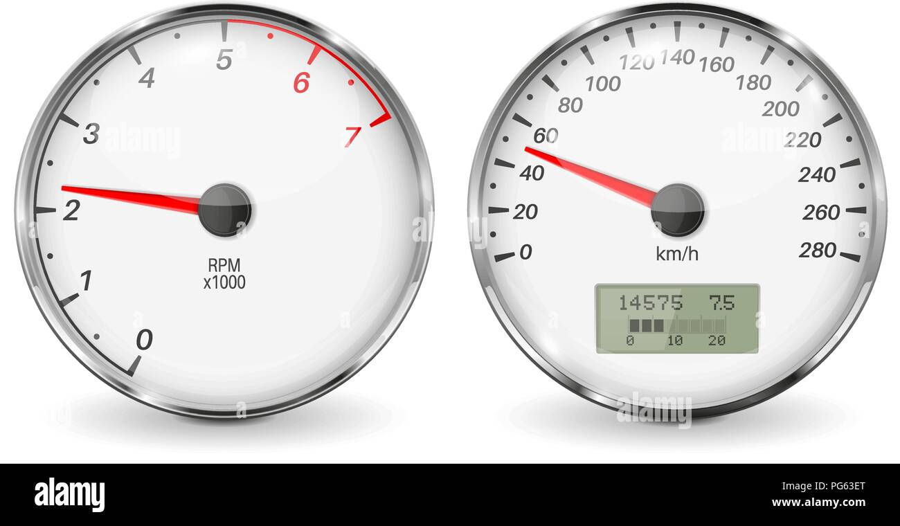 Speedometer and tachometer. White 3d vehicle gauges Stock Vector Image ...