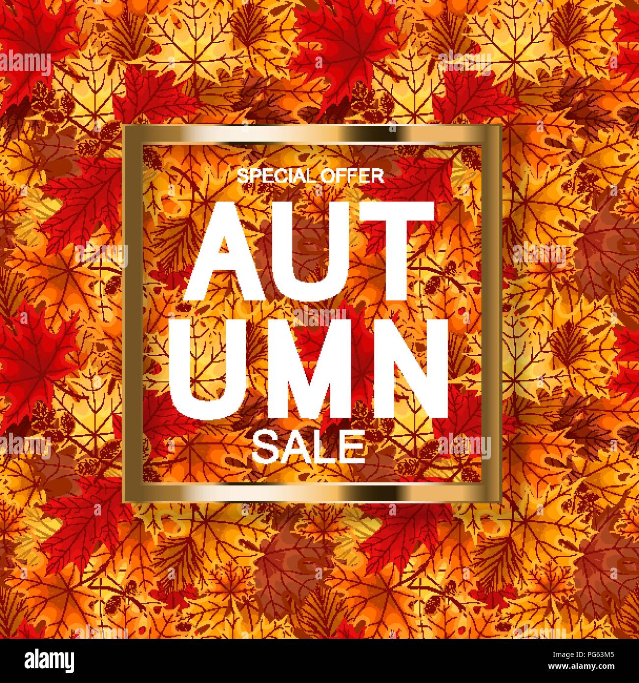 Abstract Vector Illustration Autumn Sale Background with Falling Autumn ...