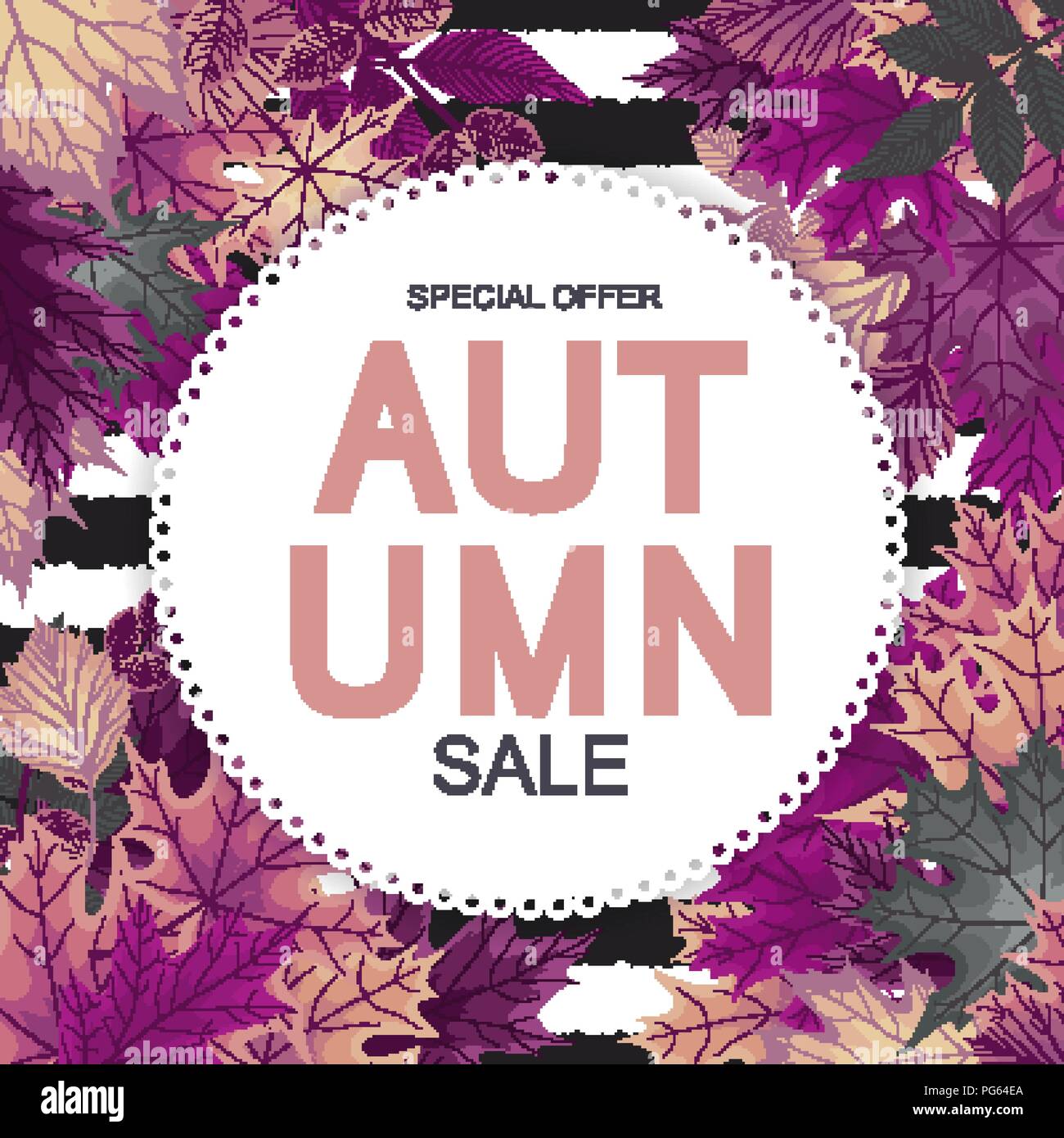 Abstract Vector Illustration Autumn Sale Background with Falling Autumn ...