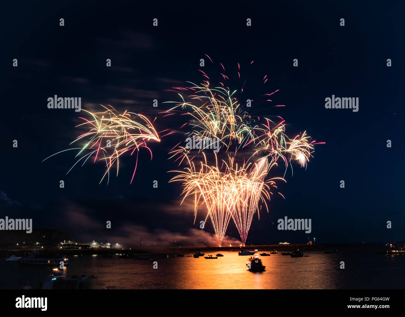 Firework display over the harbour at Plymouth as part of 2018 British
