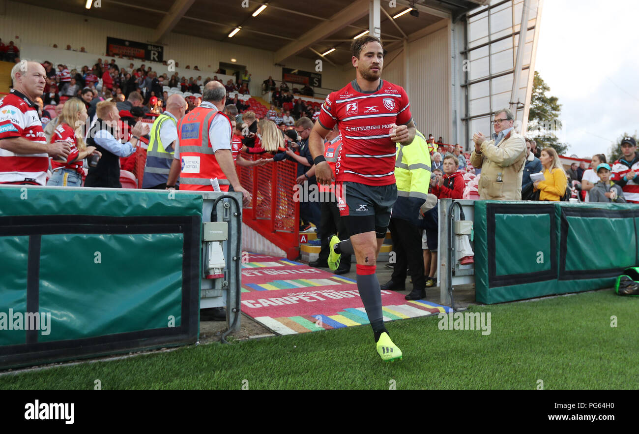 Gloucester's Danny Cipriani takes the field during the pre-season friendly match at Kingsholm Stadium, Gloucester. Stock Photo