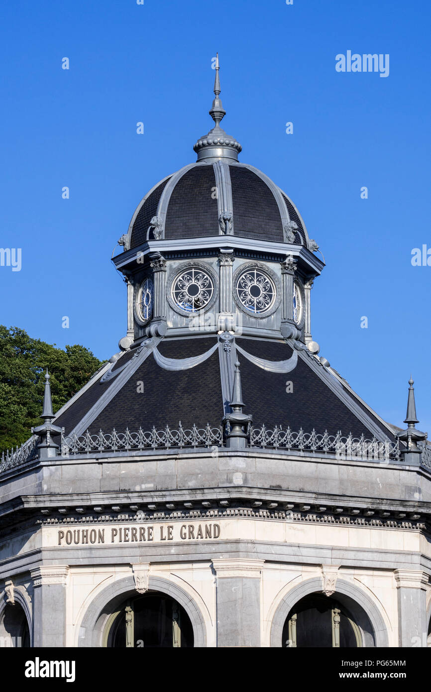 Pouhon Pierre le Grand / Peter The Great housing healing spring in the city Spa, Liège, Belgium Stock Photo