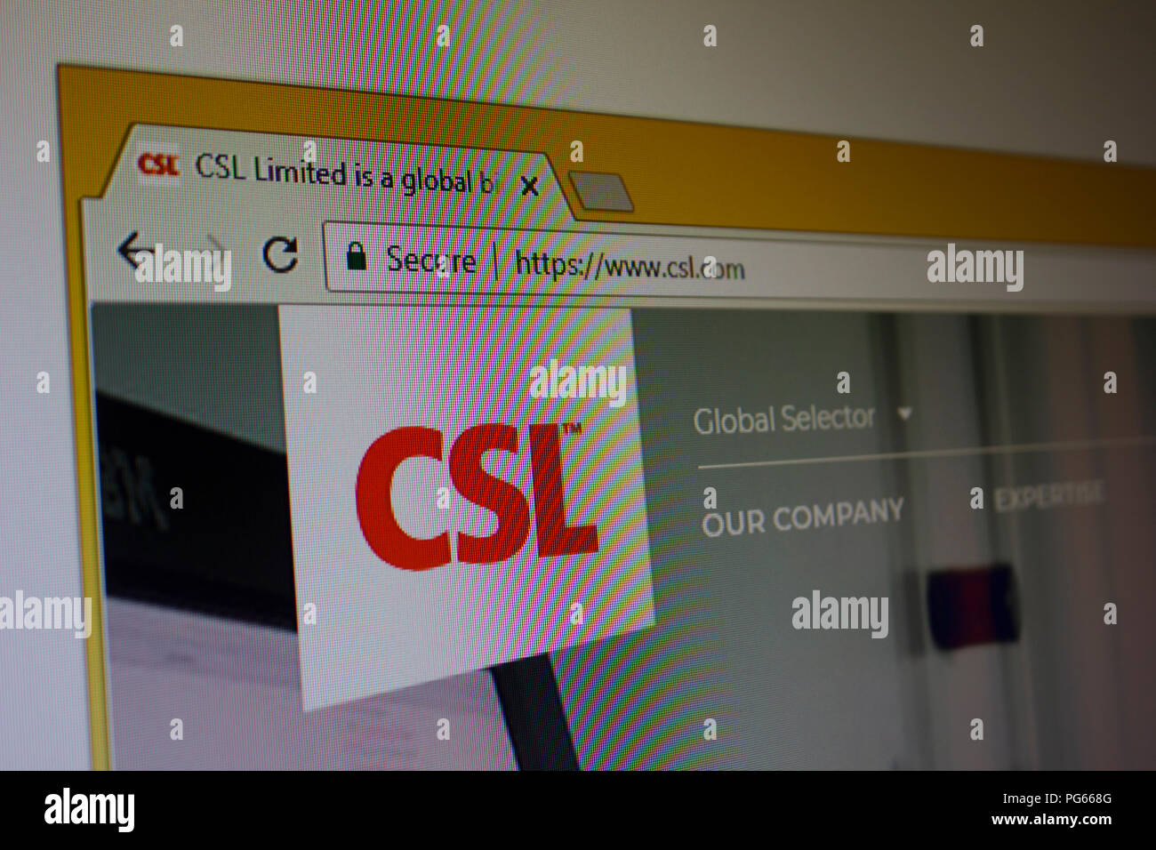 CSL Limited Website homepage Stock Photo