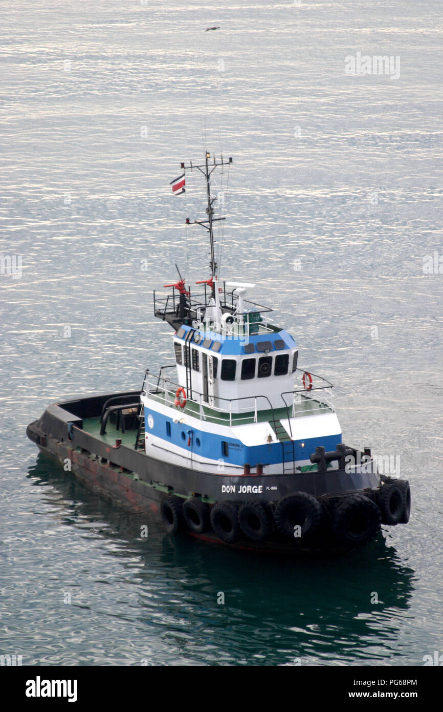 The Don Jorge tubboat/fireboat cruises in the Port of Limon, Coata Rica ...