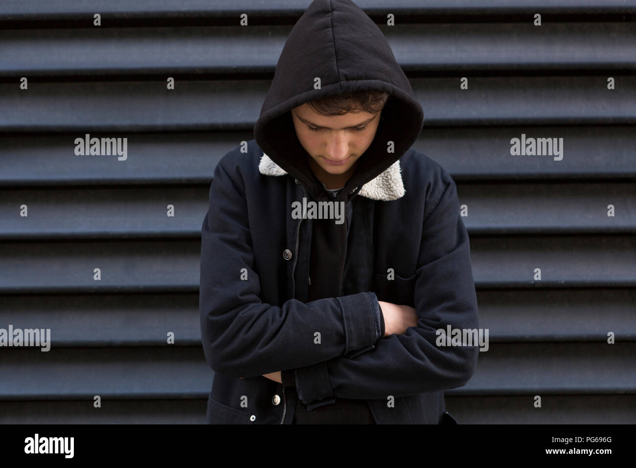 Boys black hooded jacket Clearance