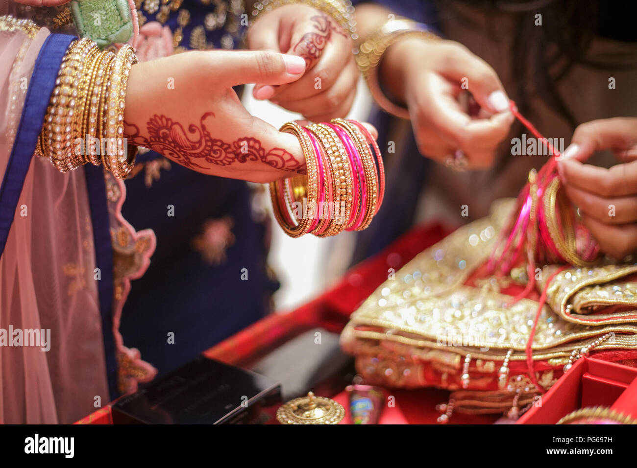 Birmingham Uk 23 August 2018 Asian Indian Punjabi Bride In Red
