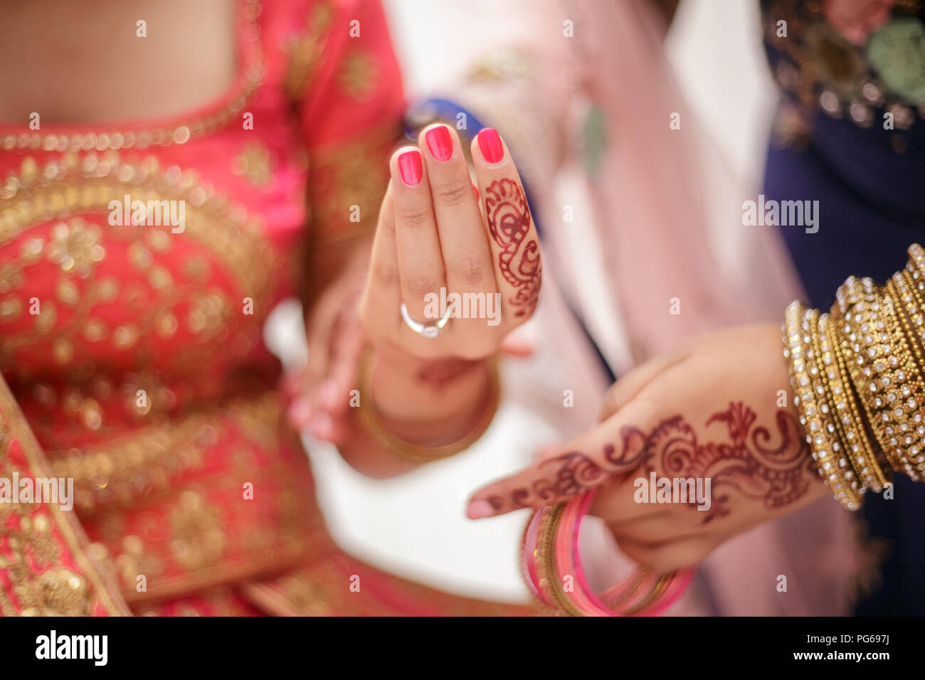 Birmingham Uk 23 August 2018 Asian Indian Punjabi Bride In Red