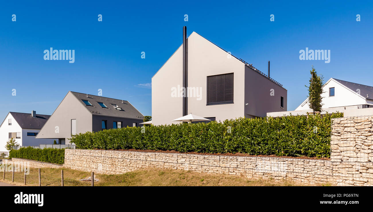 Germany, Baden-Wuerttemberg, Stuttgart, Ostfildern, modern efficiency villas, thermal insulation Stock Photo