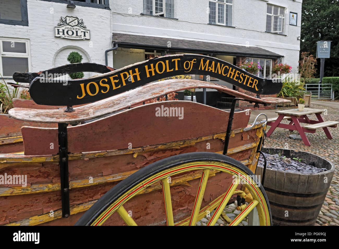 Dray cart / trap from Joseph Holt Brewery Manchester North West England UK Stock Photo