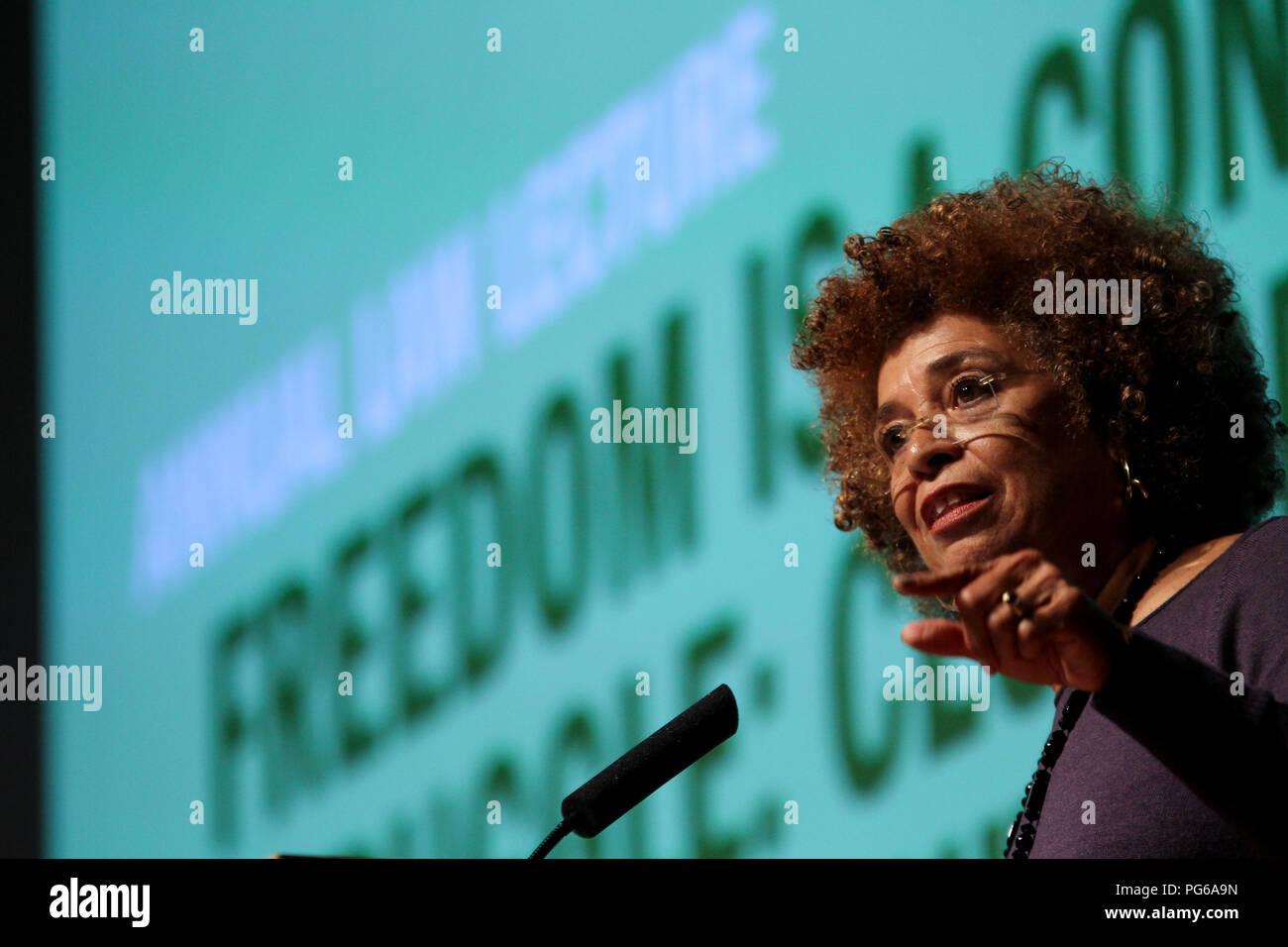 Professor Angela Davis lectures at Birbeck University in London Stock