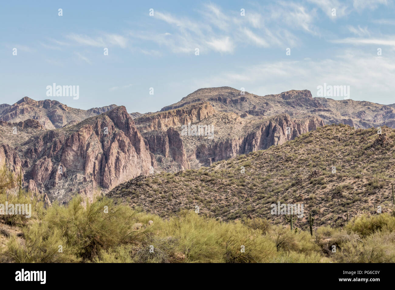 Mountains near Saguaro Lake in the Tonto National Forest, Arizona Stock