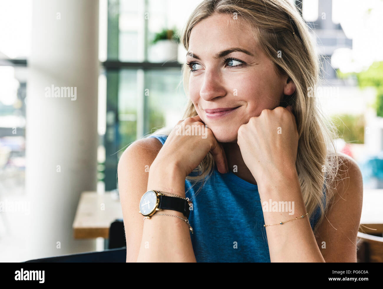 Portrait of a pretty young woman, smiling Stock Photo