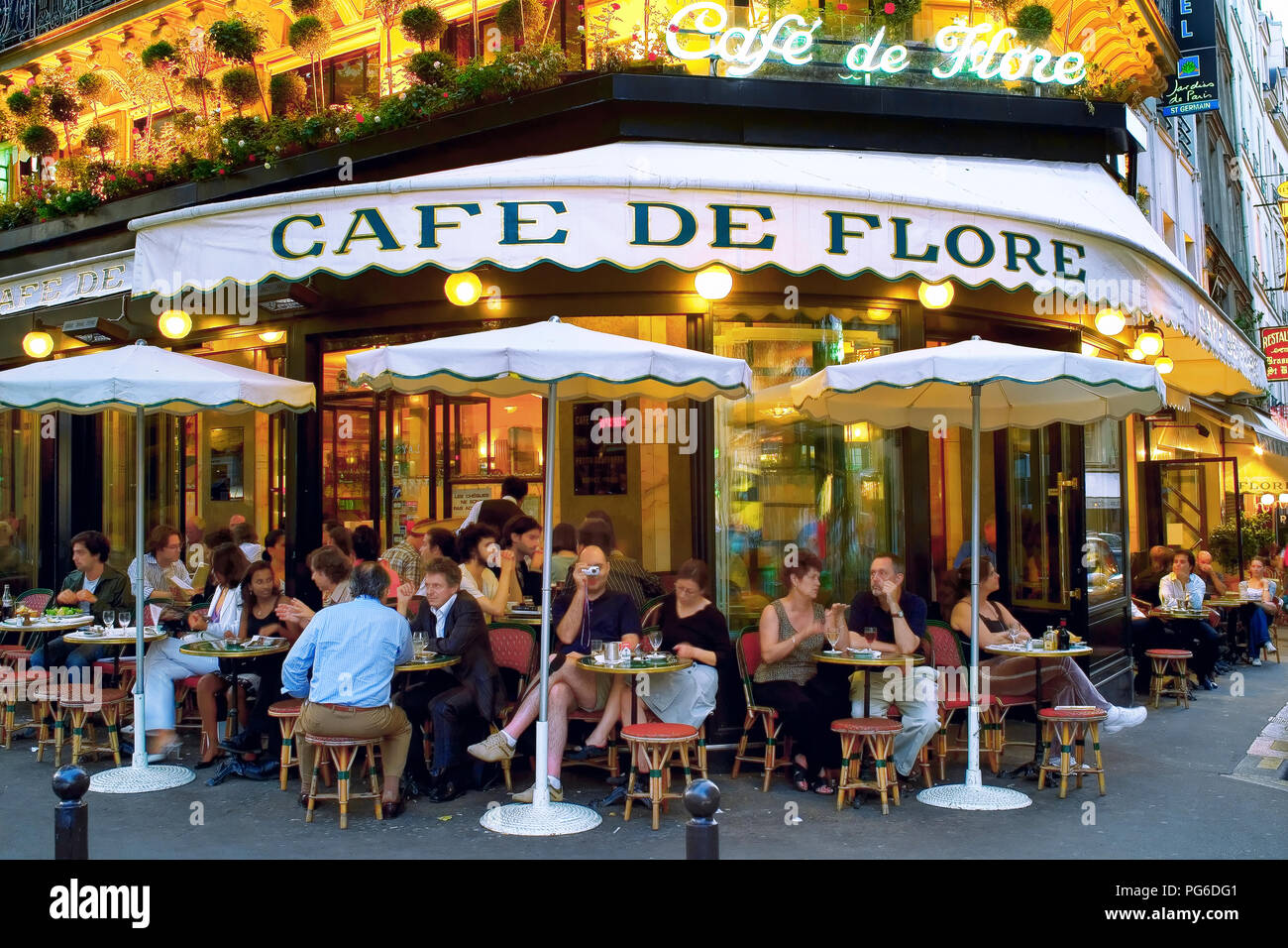 cafe de flore in St Germain des Pres Paris France Stock Photo