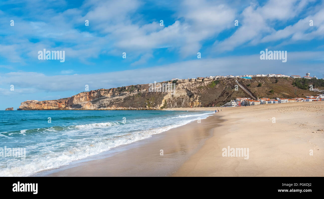 Panoramic View Of Praia Da Nazare Beach Nazare Leiria District panoramic-view-of-praia-da-nazare-beach-nazare-leiria-district