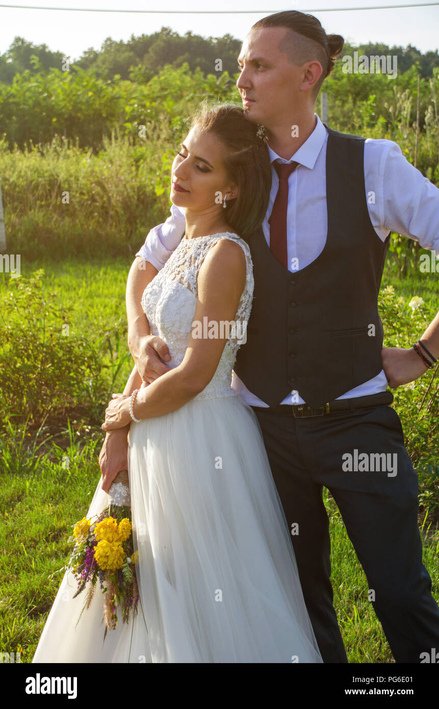 Happy bride and groom after wedding ceremony Stock Photo Alamy