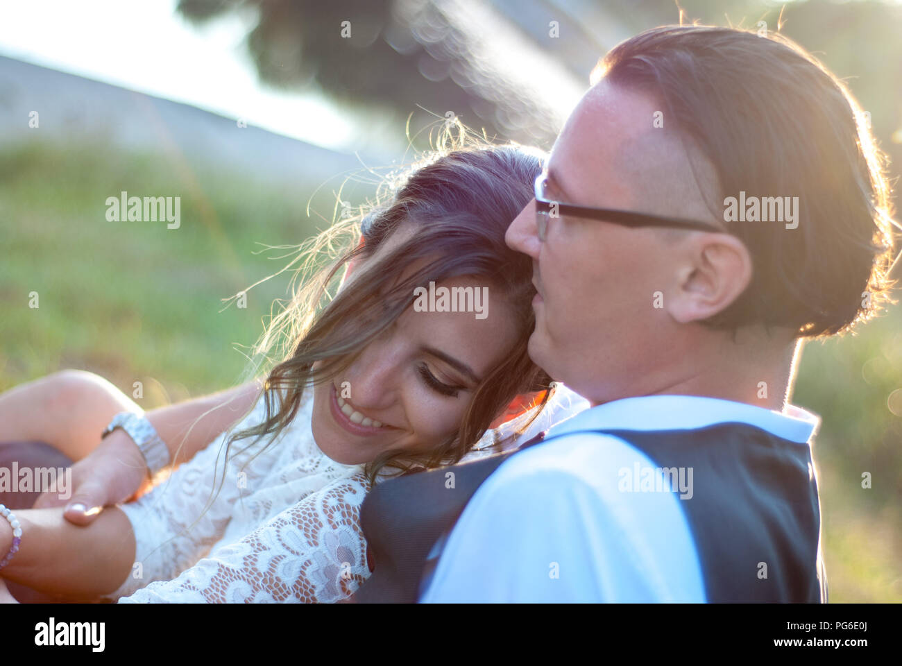 Happy bride and groom after wedding ceremony Stock Photo Alamy