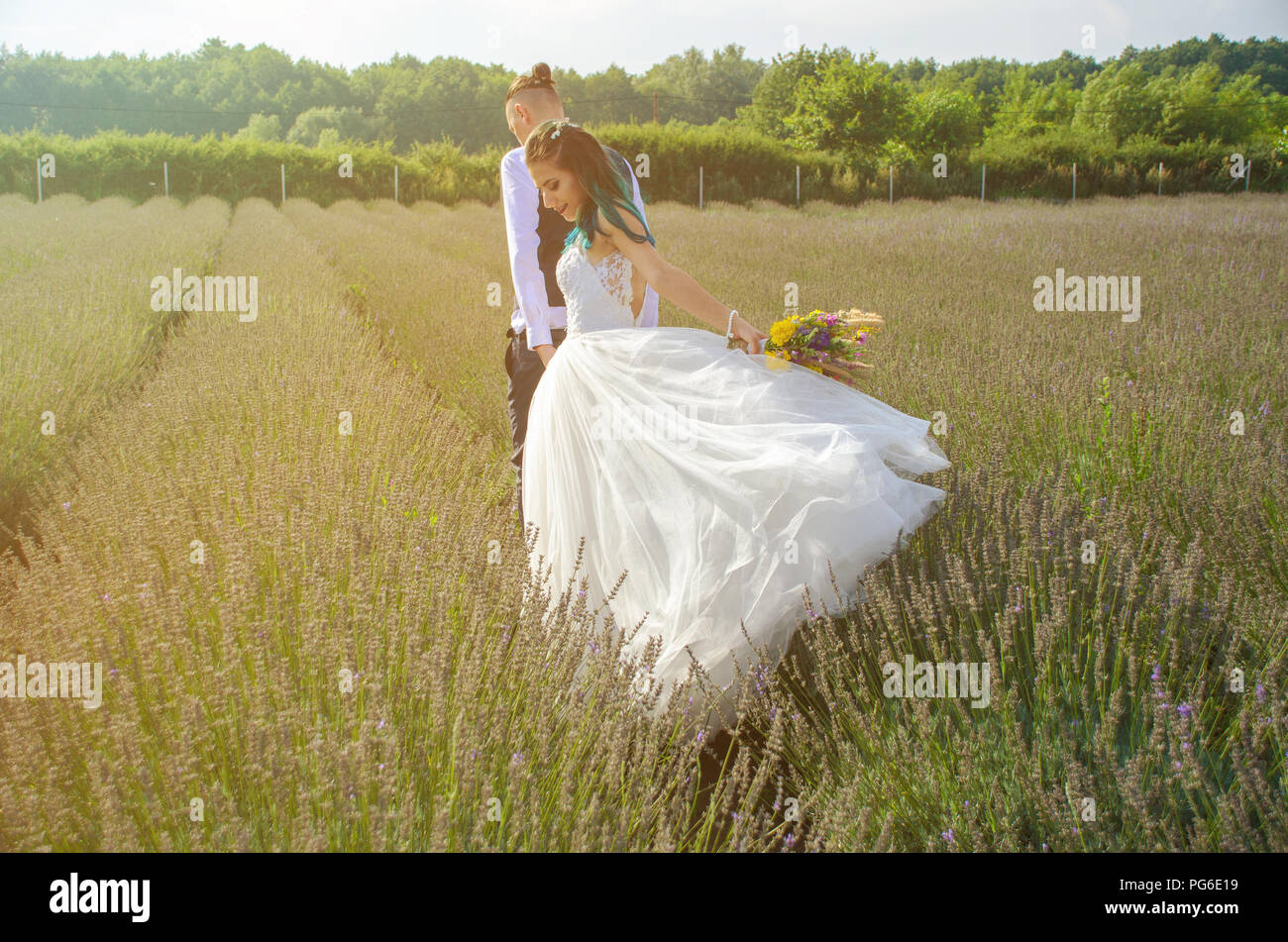 Happy bride and groom after wedding ceremony Stock Photo Alamy