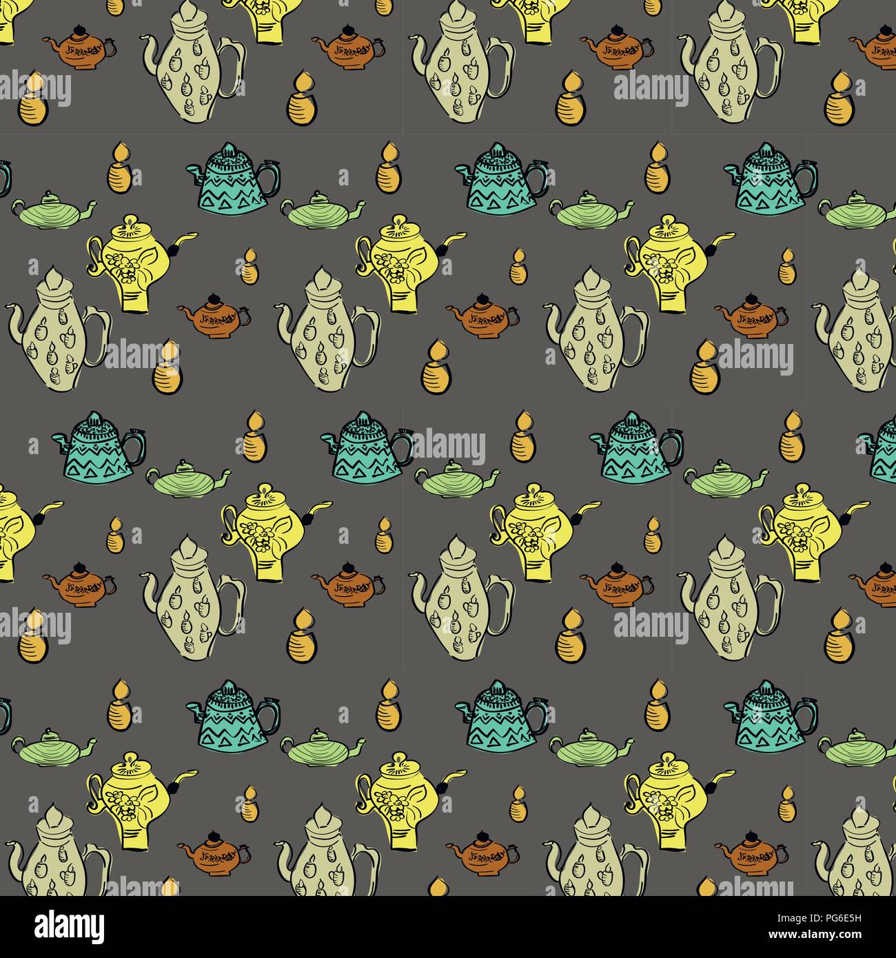 Seamless pattern with teapots and cups as wallpapers, gift wrap and ...