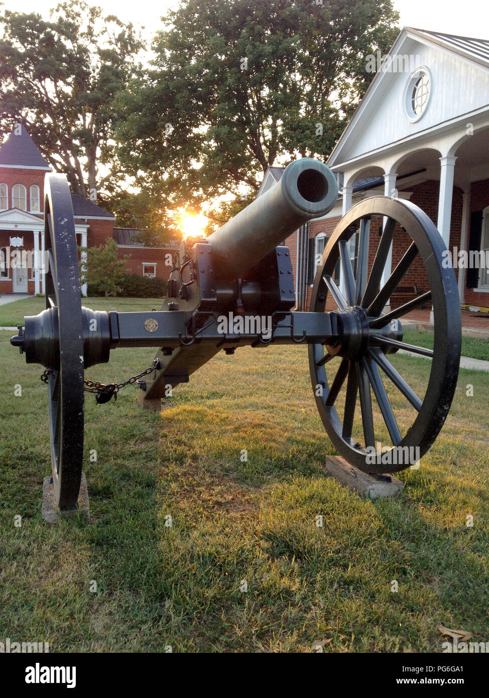 Civil War cannon in front of the Appomattox County Historical Museum, VA, USA. Stock Photo