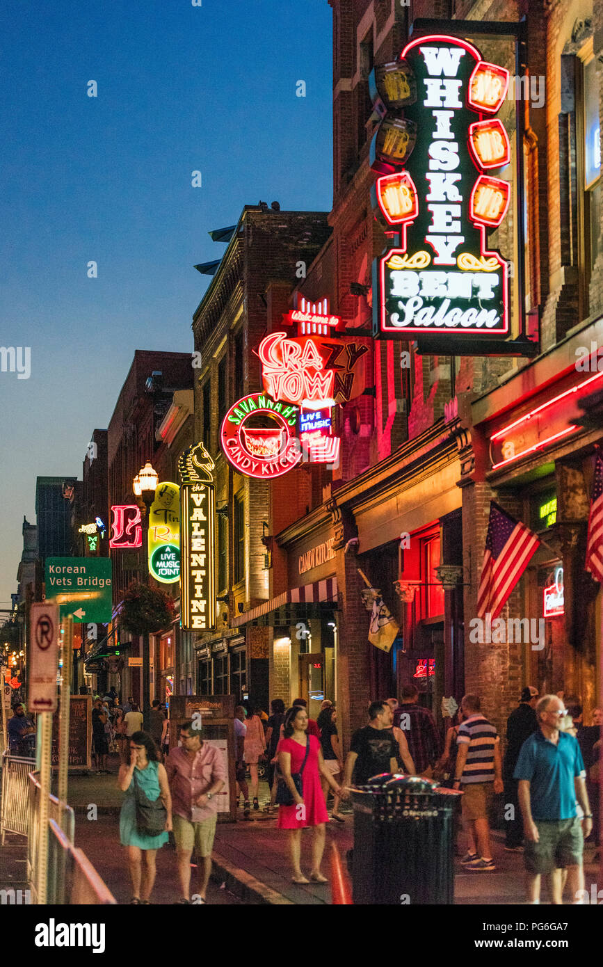 Country Music Bars On Broadway Nashville Tennessee USA Stock Photo