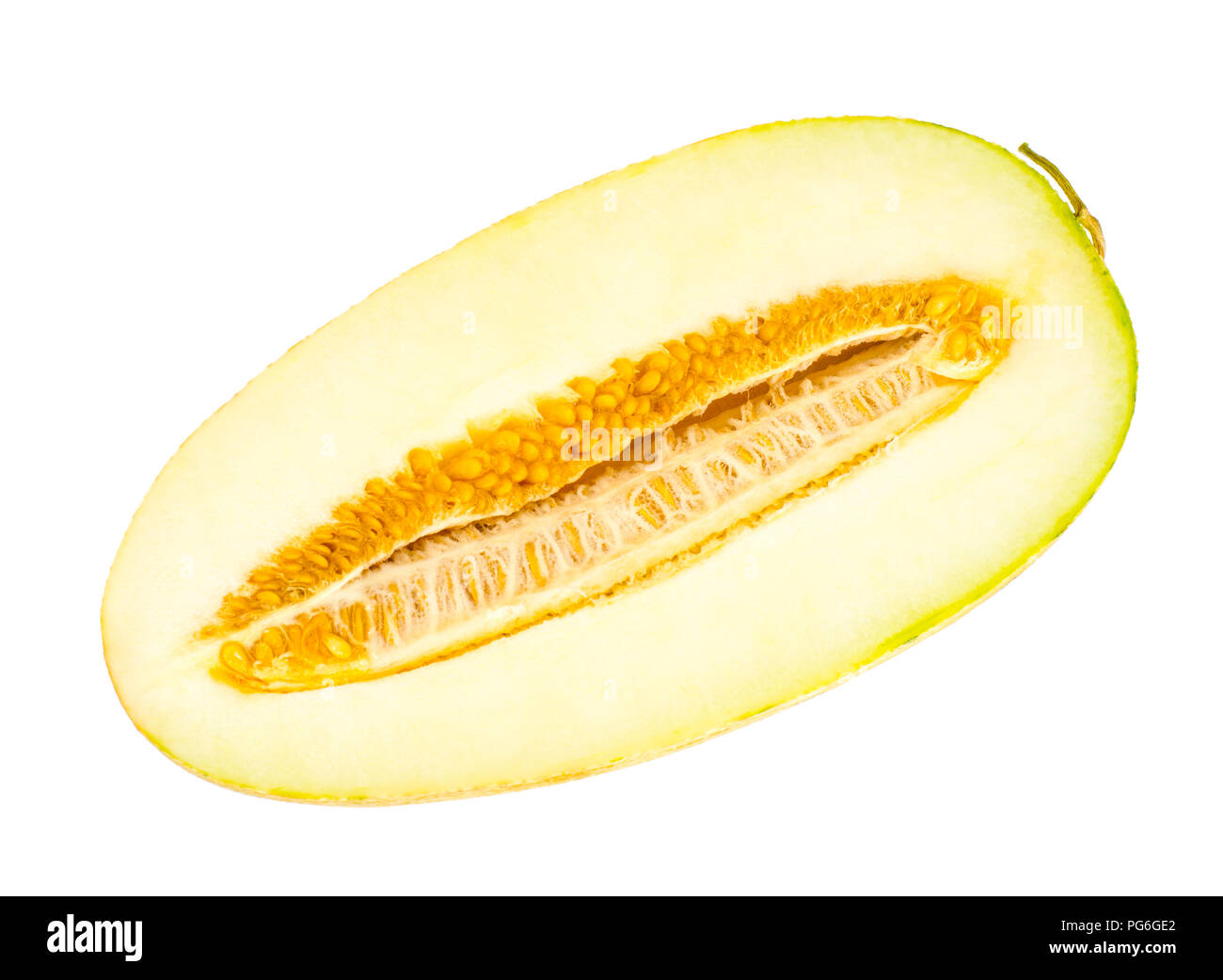 Half-cut ripe juicy melon. Studio Photo Stock Photo