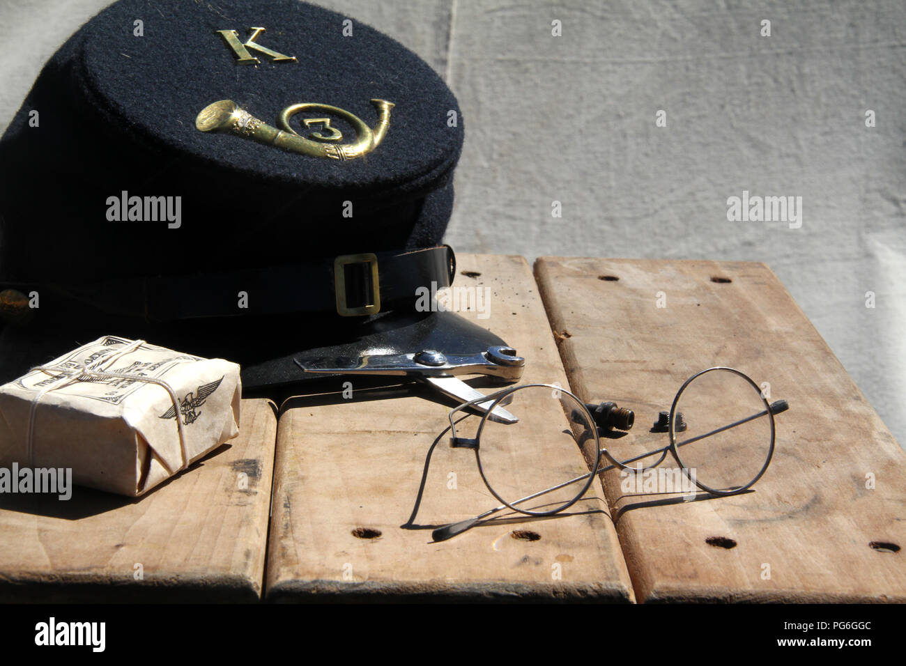 The Confederate Army camping during the American Civil War. Closeup of