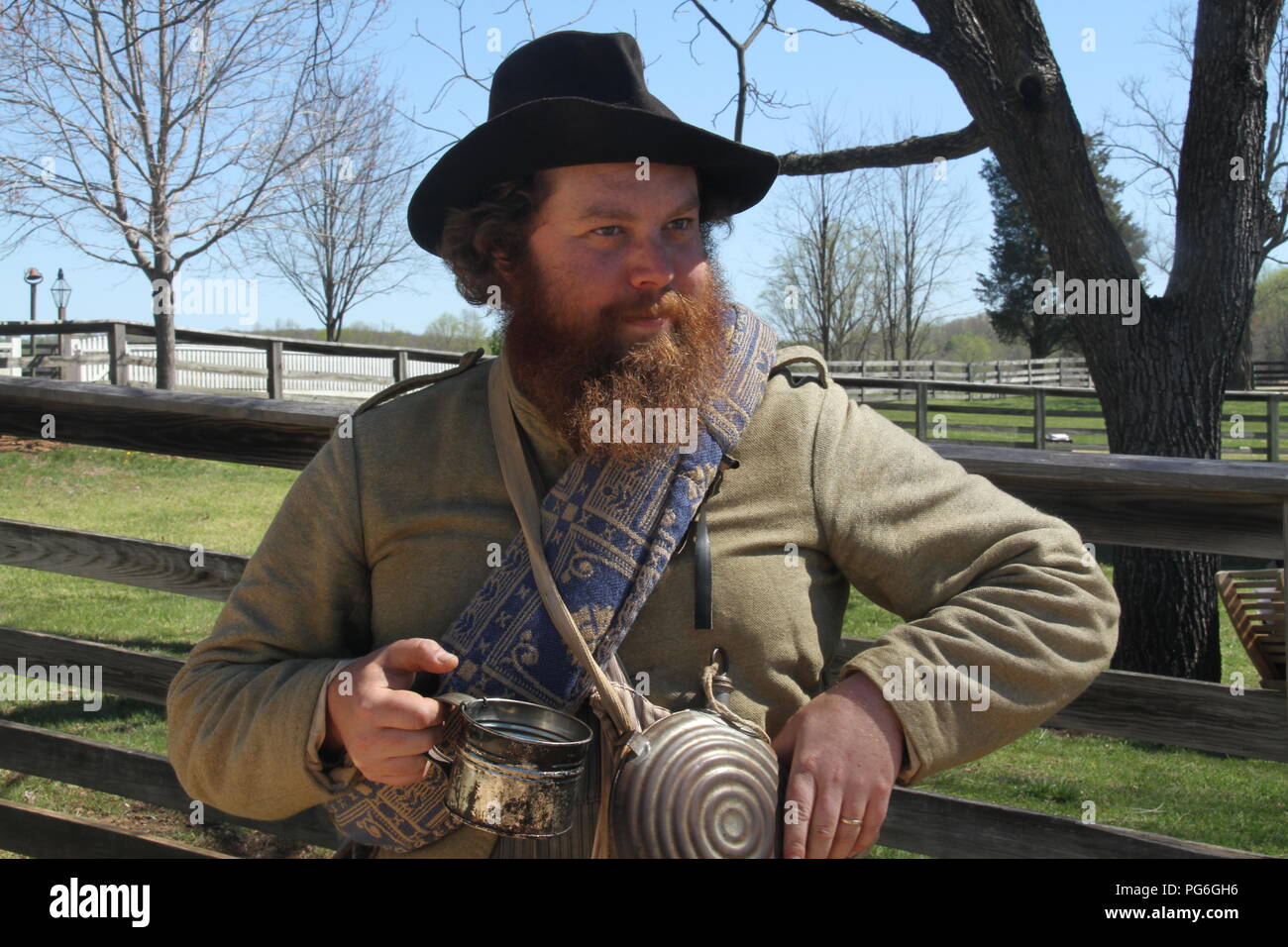 The Confederate Army camping during the American Civil War. Soldier